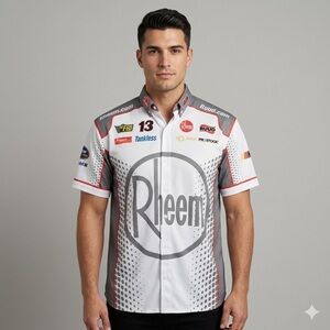 Vintage White NASCAR Rheem Pit Crew Short Sleeve Shirt - XL 🇨🇦